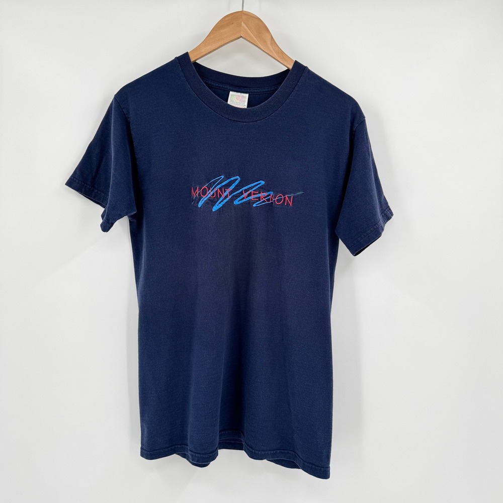 Navy Blue Mount Vernon Embroidered Graphic Short Sleeve T-Shirt Women's M